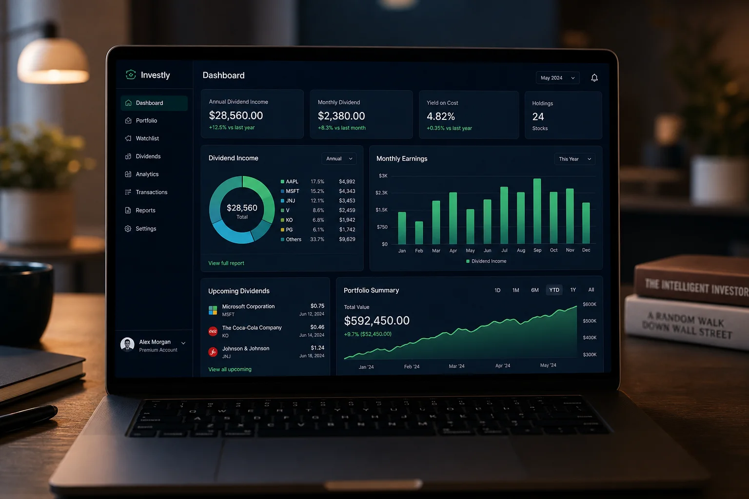 Reinvesty dividend tracking dashboard