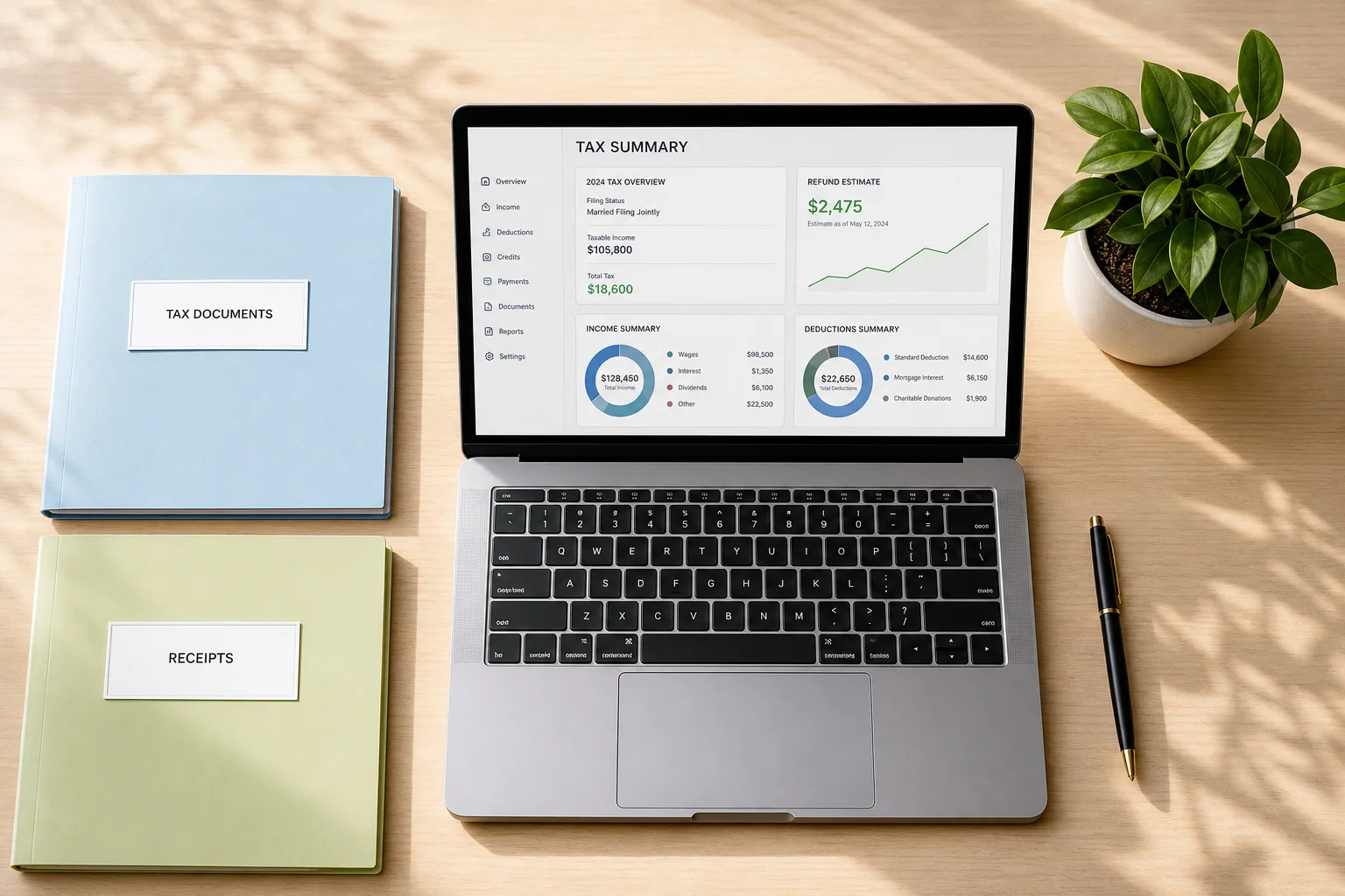 Organized tax records and dividend documentation